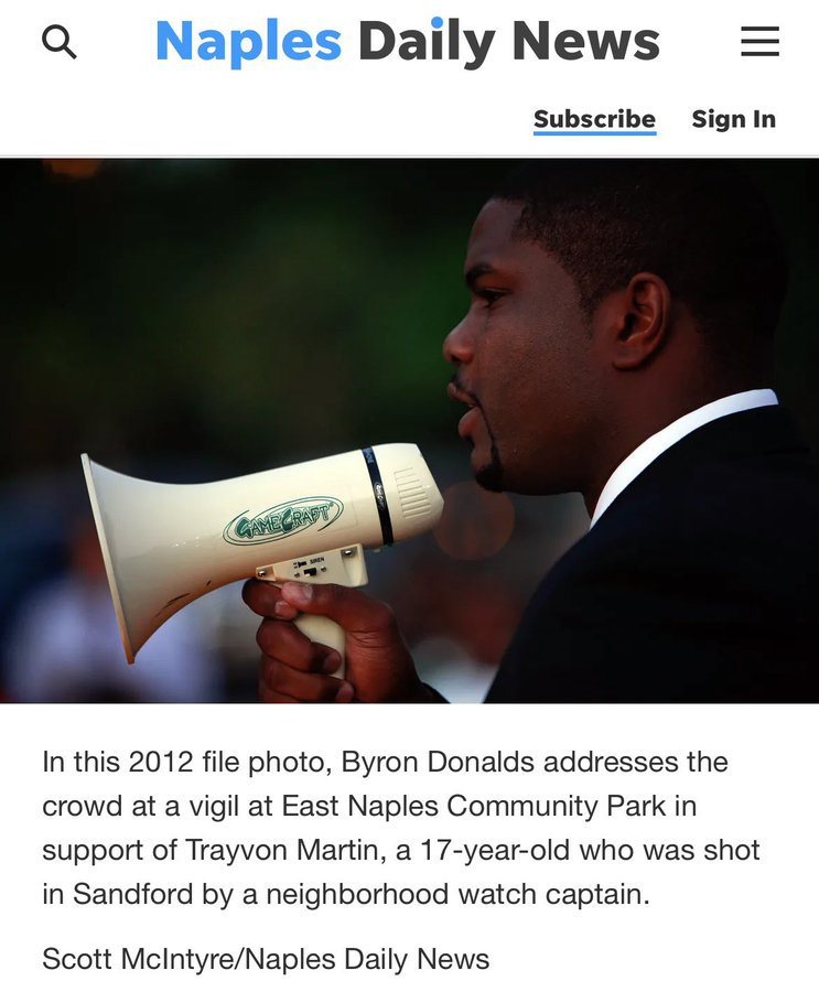 Eas75827Brandon's tweet image. BLM Byron fought to keep crt in FL schools and marched for Travon Martin.