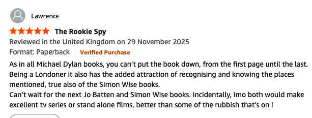 mdylanwrites's tweet photo. A lovely review of The New Spy to perk up my day https://t.co/LvyRWDqwIz