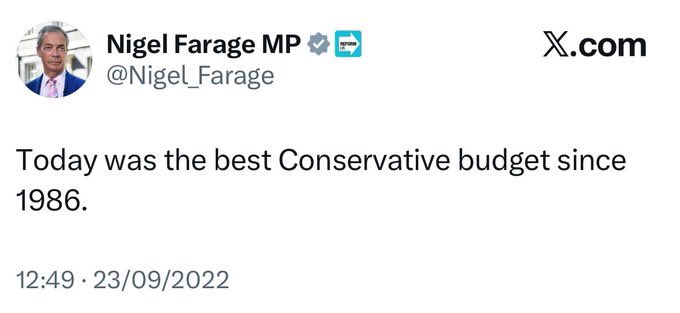 Oh dear. Do new <a href="/reformparty_uk/">Reform UK</a> members have to sign an oath not to mention Farage’s praise of <a href="/trussliz/">Liz Truss</a>’s budget?