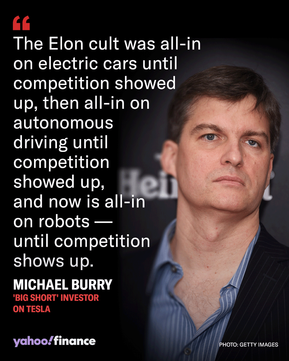 YahooFinance's tweet image. Short seller Michael Burry says $TSLA is &quot;ridiculously overvalued.&quot;

finance.yahoo.com/news/michael-b…