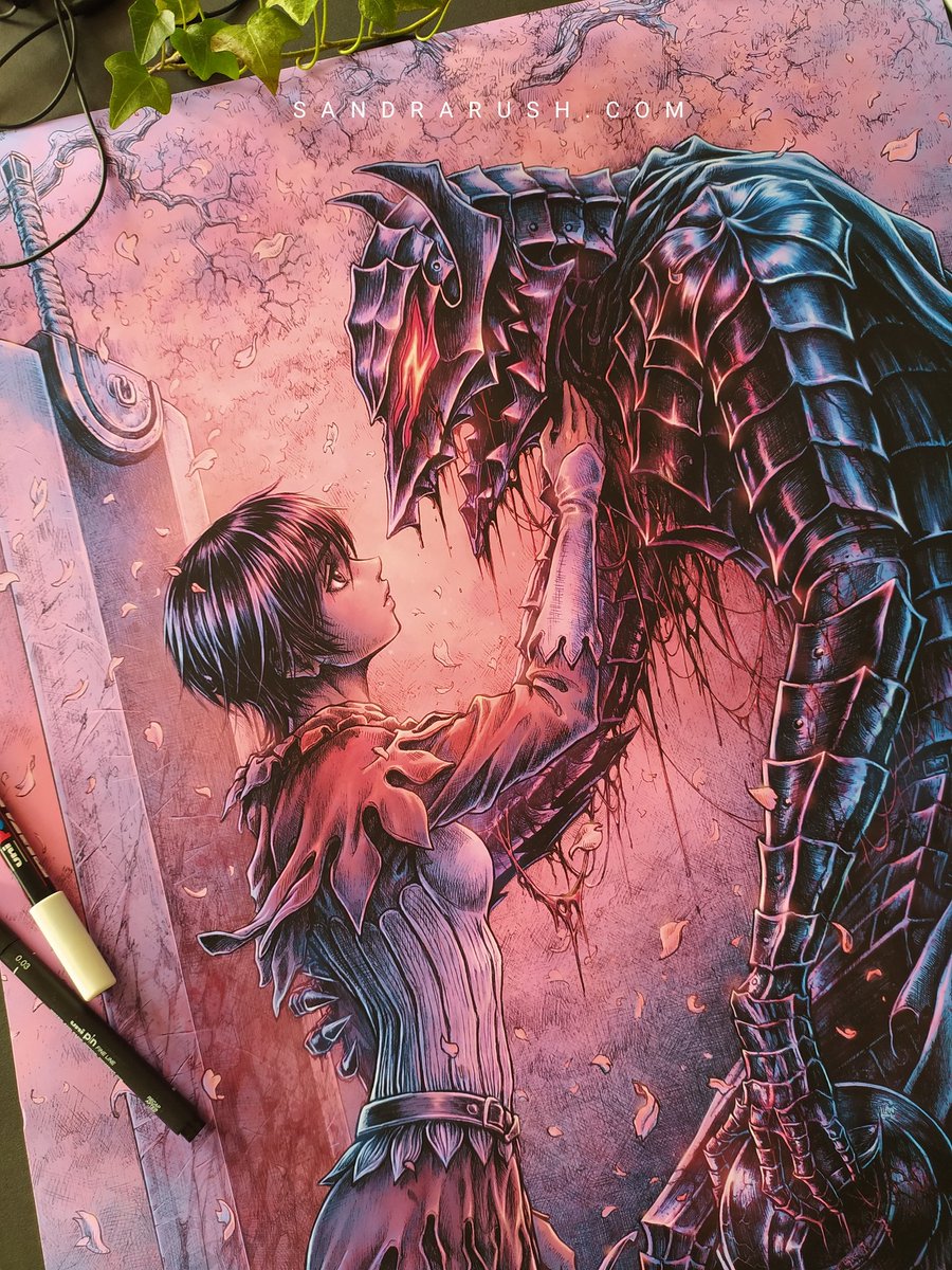 Berserk Struggle's End 🖤 this fanart is my most popular print this year 🖤 Thank you for your support! 
Available at my artist's shop SandraRush.com
Black Friday sale ends Dec. 6th