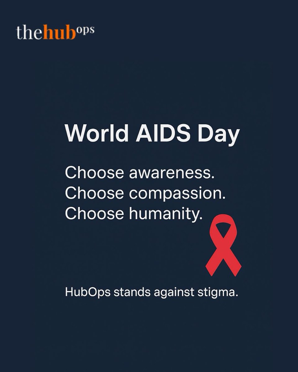 hubops23's tweet photo. World AIDS Day strengthens global efforts toward awareness, prevention, and better treatment outcomes.

#WorldAidsDay #WorldAidsDay2025 #StopTheStigma #SpreadAwareness #HivPrevention #SupportAndCare #GlobalHealth #HealthAwareness #BeTheChange #EndTheStigma #HubOps https://t.co/0vZMzJm633