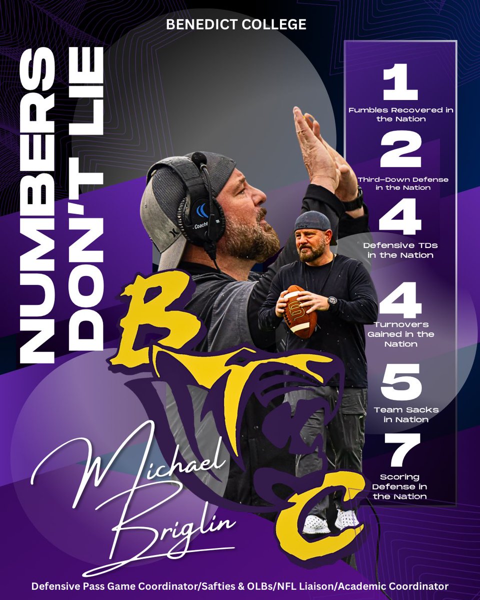 coachmbriggs's tweet image. Number DO NOT LIE!!! We are and have been a TOP 10 Defense In The Country All Year. #GoTigers🐅 #NCAAFootball  #CFP #BCFootball #BenedictFootball #ESPN #TheBestIsYetToCome #PressureBreaksPipes #BestIsTheStandard #CollegeFootball