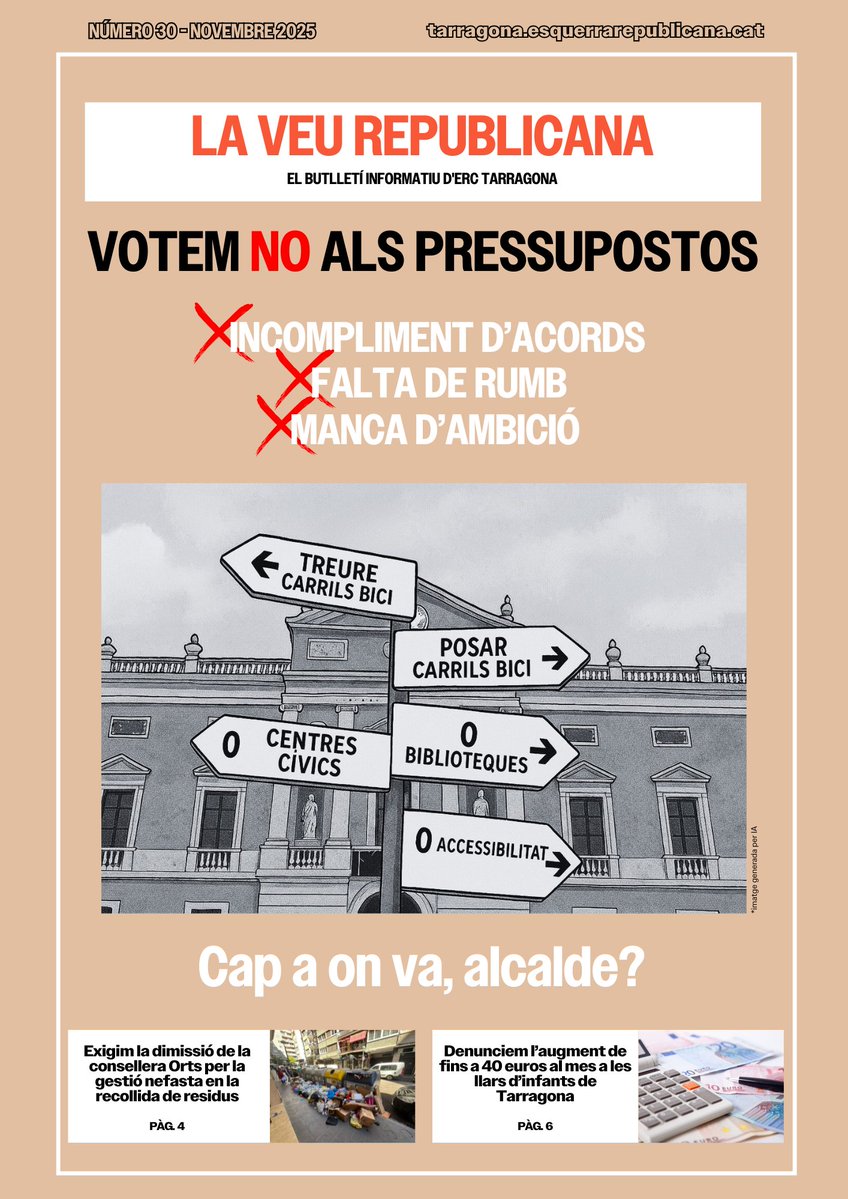 👋 Ja podeu consultar la 30a edició de 'La veu republicana', el butlletí informatiu 📰 on trobareu tota l'actualitat d'ERC a #Tarragona.

📢 Llegiu i compartiu la revista del mes de novembre!

👉🏻 calameo.com/read/007410240…