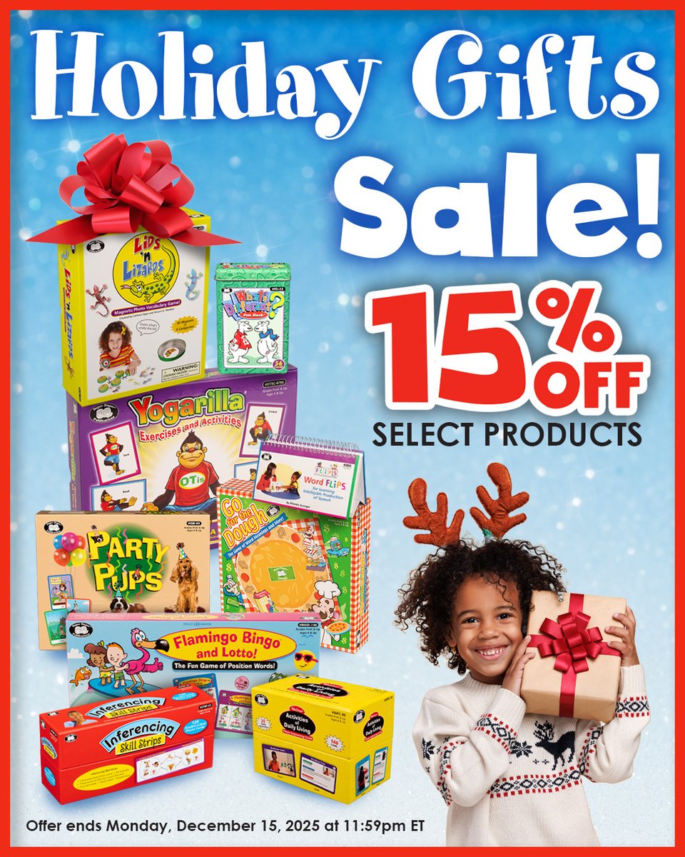 Tis' the season for Super Duper's Holiday Gift Sale! 🛒Shop now at bt.sdpubs.com/3MfsaYt! This is the perfect time to stock up and gift fun learning tools before they're gone!