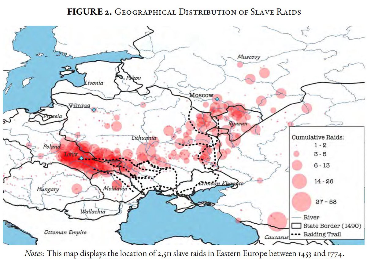 Nefelina451806's tweet image. Μεταξύ 1453 και 1774, σημειώθηκαν συνολικά 2.511 επιδρομές σκλάβων στην Κεντρική Ευρώπη. Περίπου 5 εκατομμύρια άνθρωποι απήχθησαν και μεταφέρθηκαν ως αιχμάλωτοι στα λιμάνια της Μαύρης Θάλασσας προς πώληση σε όλη την Οθωμανική Αυτοκρατορία.