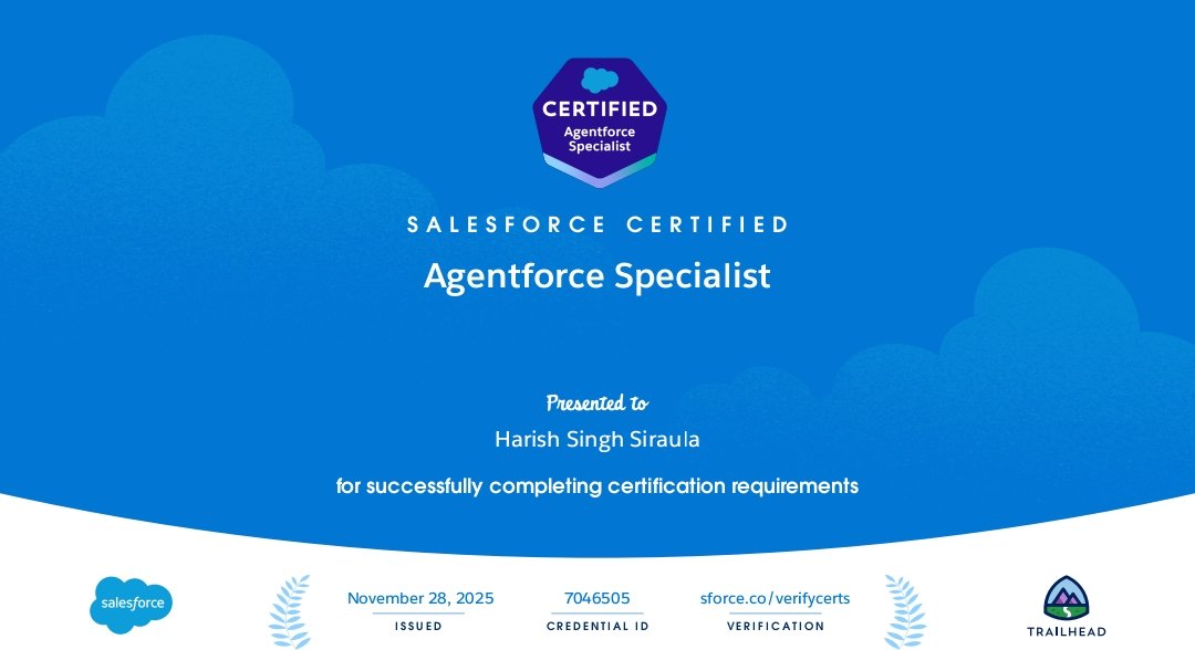 HarishSiroula's tweet image. Agent force specialist #salesforcedevelopment @agentforce @trailhead