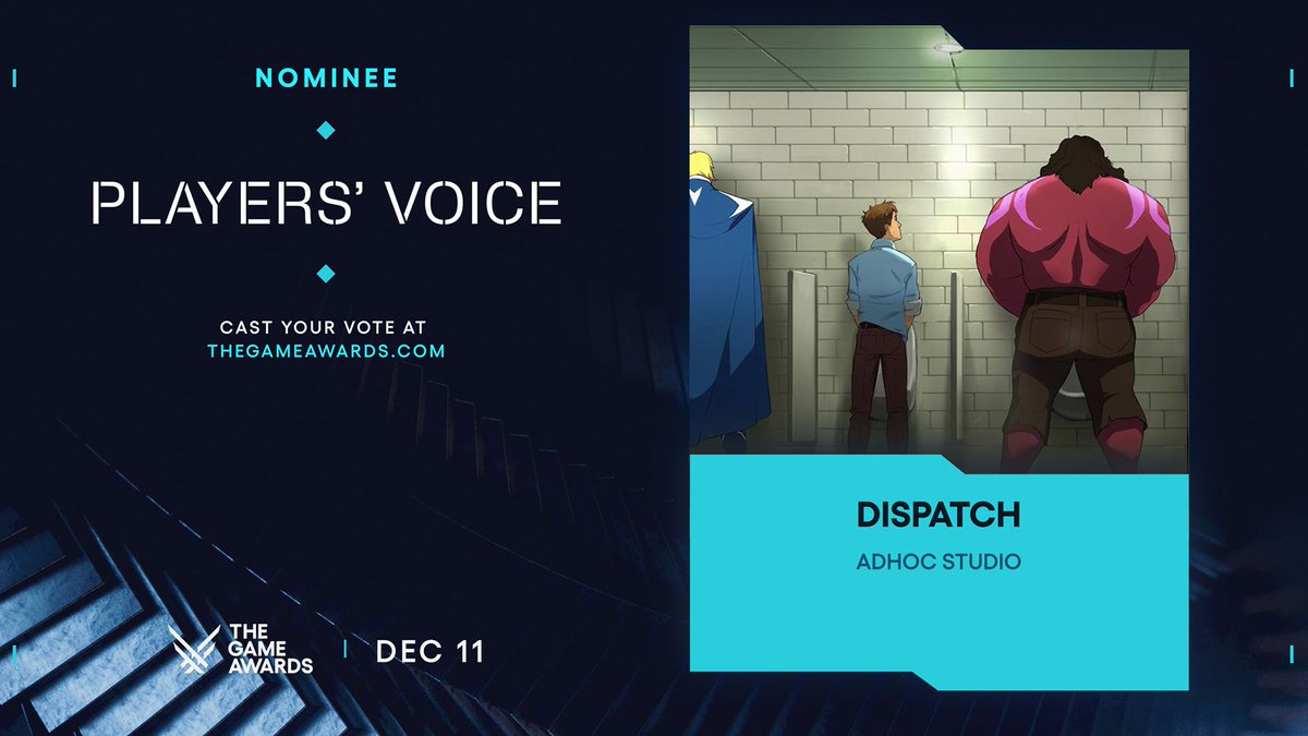 theAdHocStudio's tweet image. Dispatch has been nominated for the Players’ Voice Award at The Game Awards!
Round 1 voting is open until tomorrow, December 2 at 6 PM PT.
Vote here ➡️ thegameawards.com/brackets/playe…