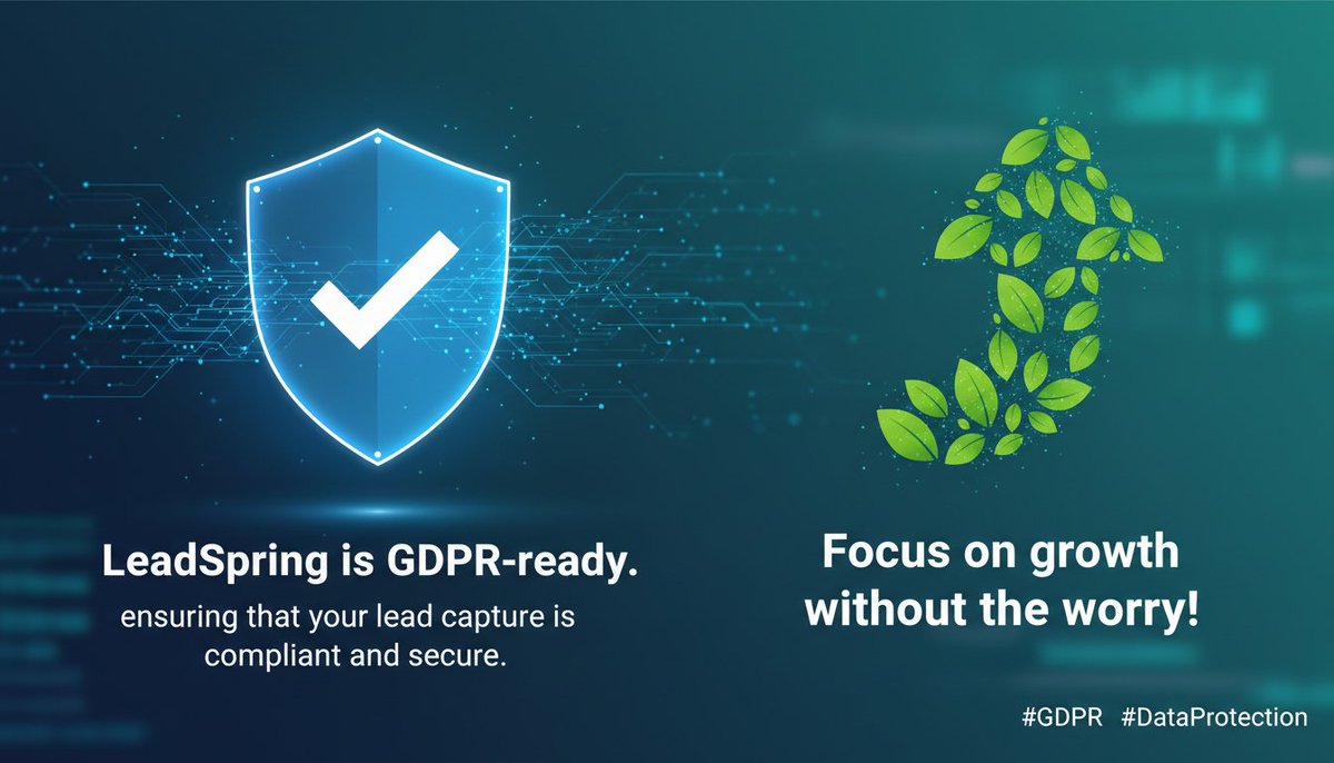 leadspringai's tweet image. LeadSpring is GDPR-ready, ensuring that your lead capture is compliant and secure. Focus on growth without the worry! #GDPR #DataProtection