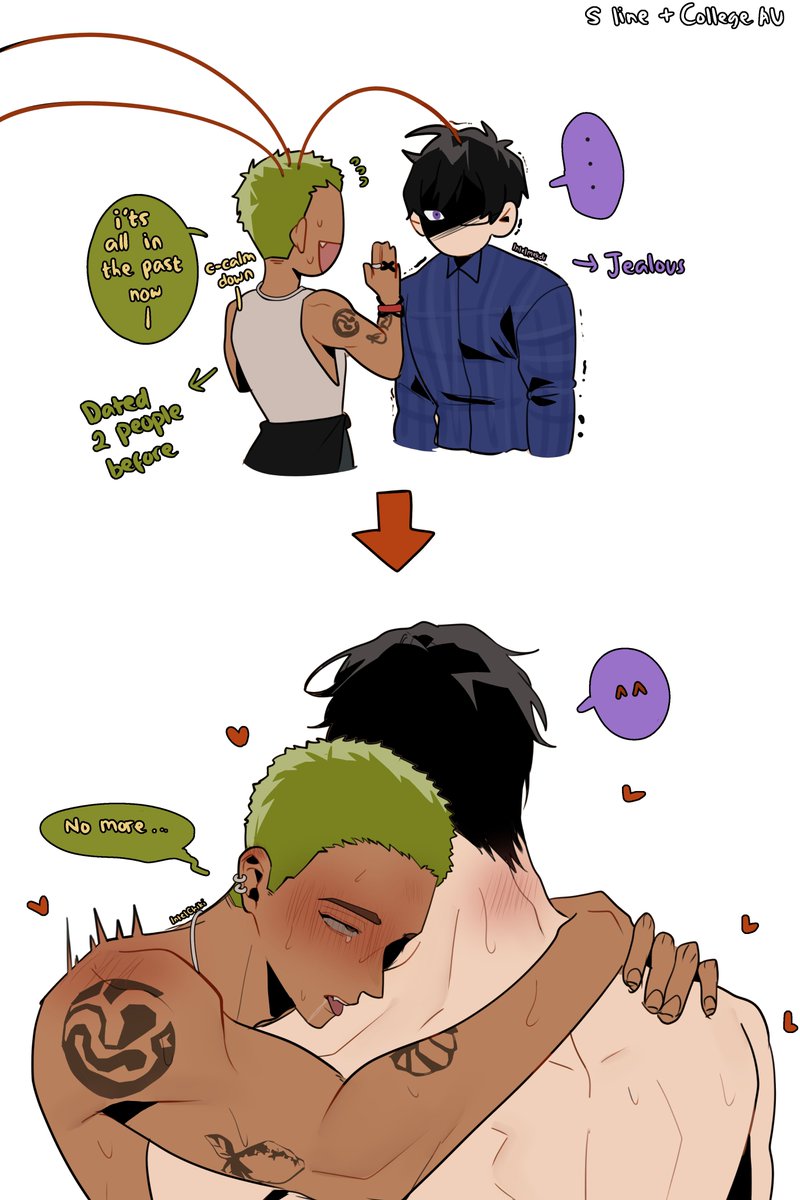 nanaaaaa_133's tweet photo. i finally have time after dealing with a lot of college stuff and i can finally draw these two again AAAAAAAA 
College AU let's gooo💜💚 https://t.co/aDyvzZ9Kt9