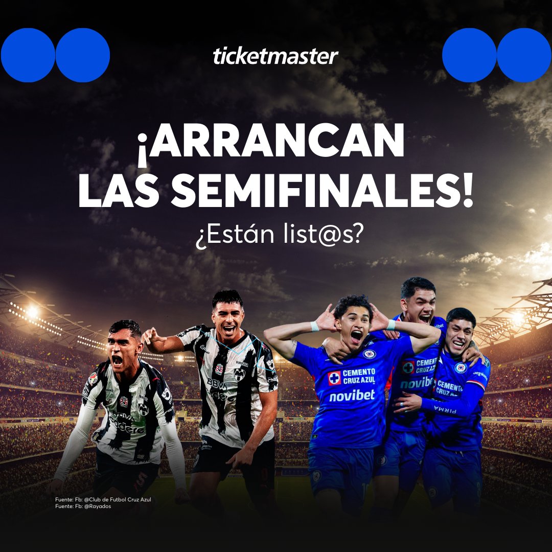 Ticketmaster_Me's tweet image. ⚽💙 Felicitamos a @CruzAzul y @Rayados por su clasificación. ¡Qué orgullo verlos en semifinales!⁣
⁣
Su desempeño, corazón, temple y fútbol los hizo seguir avanzando en el torneo🔥 ⁣
⁣
Cuéntanos: ¿Cuál es tu pronóstico para este cierre de torneo? 👇