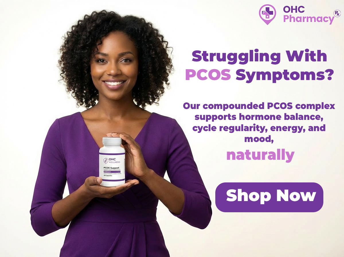OHCPharmacy_'s tweet image. Struggling with PCOS symptoms?

Fatigue. Irregular cycles. Mood swings.
Our compounded complex supports hormone balance, energy, and cycle regularity naturally.
Get targeted relief here:

 Shop Now
Link: bit.ly/48inpoo
#PCOS #HormoneHealth #OHCpharmacy