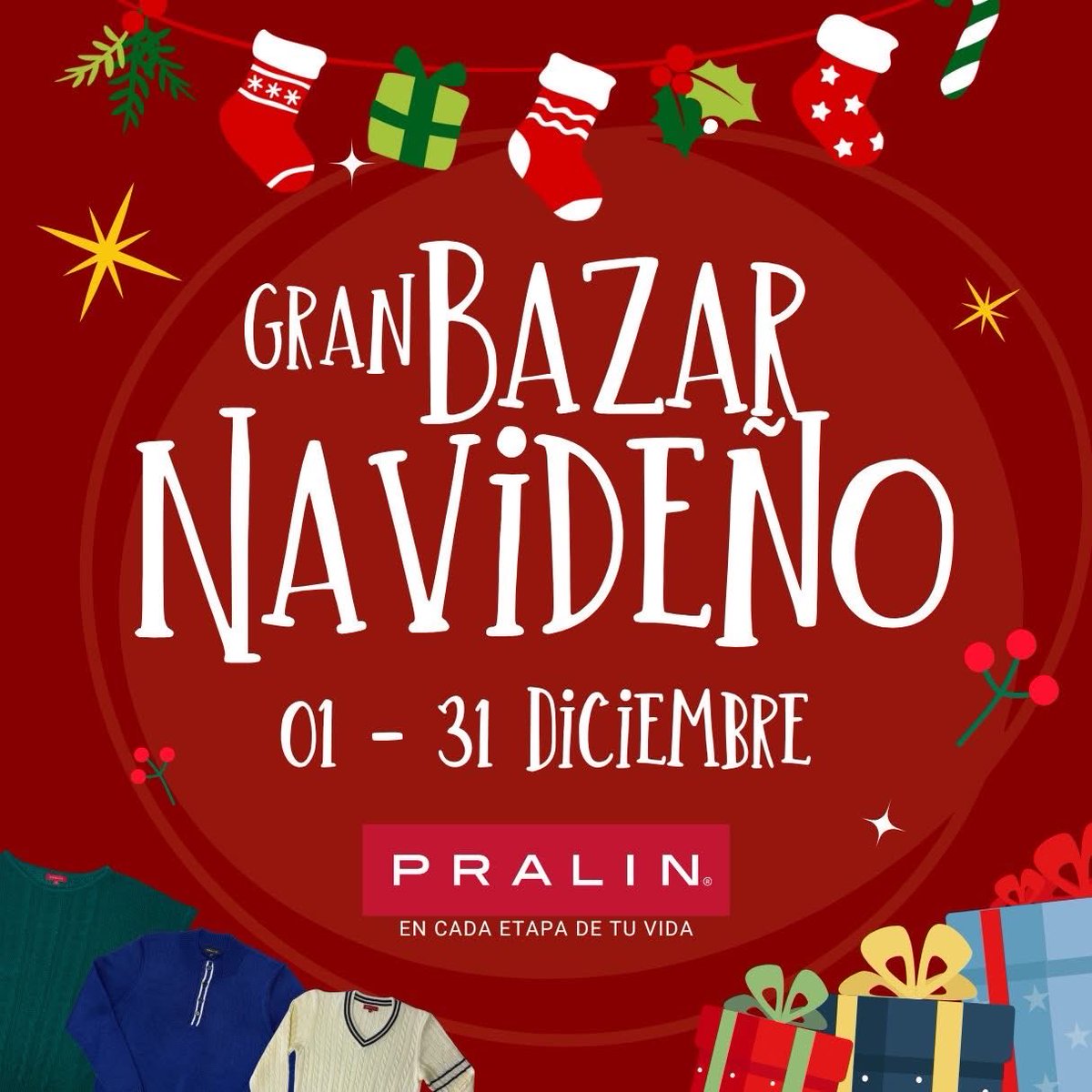 PRALINgt's tweet photo. ¡Finalmente llegó el Gran Bazar Navideño de PRALIN! 🎄✨ La época de regalar y consentirse está aquí, y te esperamos con descuentos imperdibles en tus prendas favoritas. Ven a descubrir las mejores ofertas y encuentra el regalo perfecto para todos los miembros de la familia.🎁 https://t.co/6v4M6SiY0r