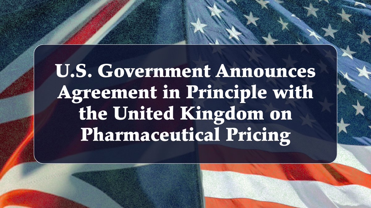 Today, HHS joined <a href="/USTradeRep/">United States Trade Representative</a> and <a href="/CommerceGov/">U.S. Commerce Dept.</a> to announce the latest breakthrough in <a href="/POTUS/">President Donald J. Trump</a>'s directive to bring drug costs down for American patients: an agreement in principle on pharmaceutical pricing between the United States and the United Kingdom.