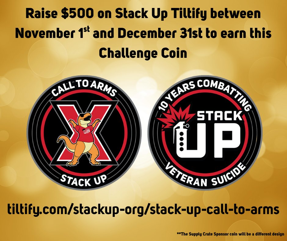StackUpDotOrg's tweet image. It&apos;s December 1st. Which means you have just 31 days to raise $500 to get a Stack Up 10 year anniversary Commemorative Challenge Coin. If you started fundraising November 1st and haven&apos;t quite reached your goal of $500, get those last chance fundraisers rolling!