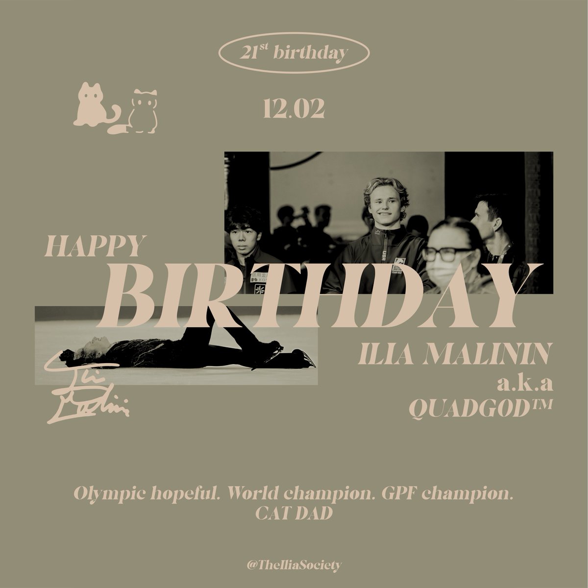 Happy 21st birthday to the talented two-time World champion, Grand Prix Final champion, Olympic hopeful, history maker, world record holder, gamer, <a href="/nfrealmusic/">NF</a>'s #1 fan, the one and only Quadg0d, and cat dad <a href="/the_quadg0d/">Ilia Malinin</a>!

📸 Toru Hanai, Skate Canada
