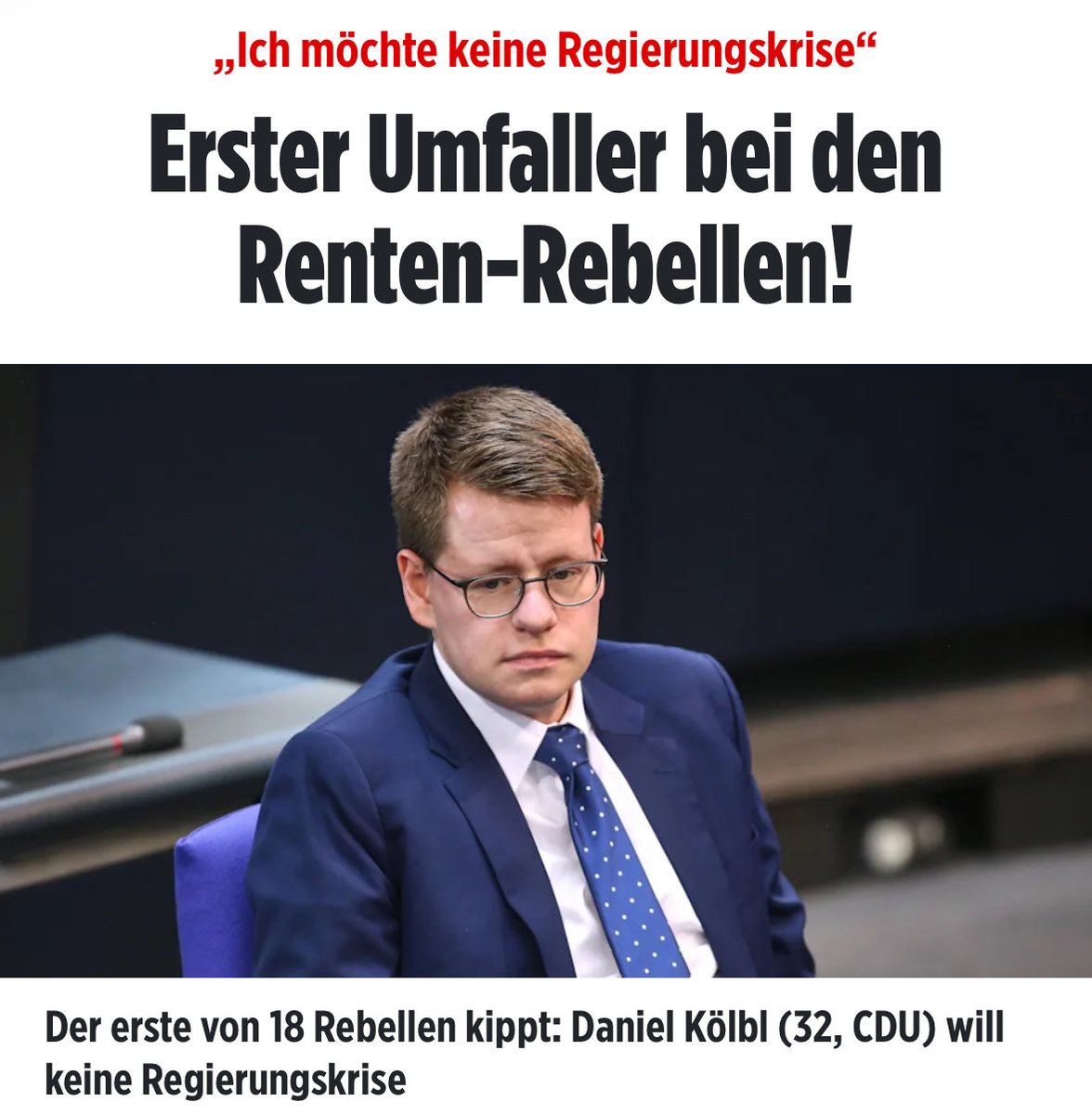 „Zuerst die Partei, dann das Land“ denken sich die Umfaller der CDU wie Daniel Kölbl (der sich nicht auf X traut).