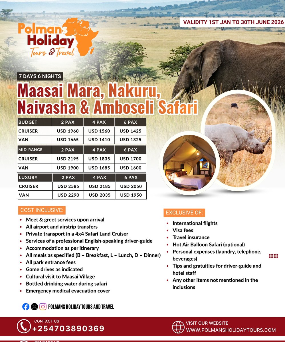 PolmansTours's tweet photo. Kenya Safari with Polmans Holiday Tours 
Africa Safari packages
Private Packaged Safari 

#Safari #tour #kenya https://t.co/KRiBWm1tCi
