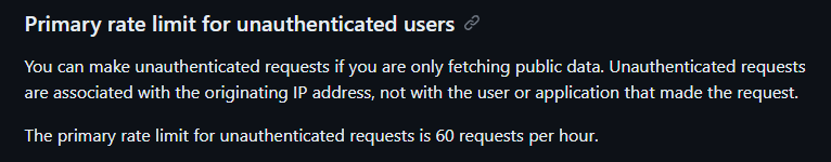 pcfudge's tweet photo. @TheTunnel_OU @JimNagy_Sooners @iamdavidstonejr looks like there is a rate limit per IP of 60 requests/hour..

the response header shows the same 
'X-RateLimit-Limit': '60

I'll hit it again in an hour :) https://t.co/glt1gH3O6m