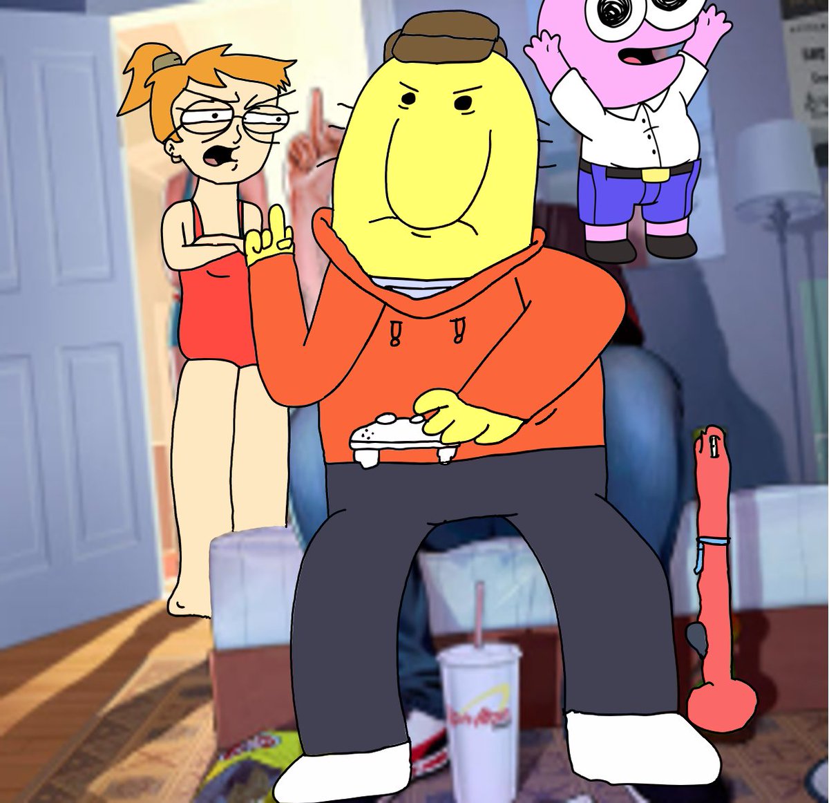 That fat yellow slob does not deserve her bro #smilingfriends