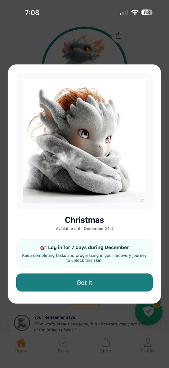 BaesedLisi's tweet image. Vibecoded app is fully released. Updated v1.3.0 the Christmas Update.z December event tracker live alongside all 9 redeemer skins awarded for logging in 7 days in December. 
(in)Dependence app on iOS
indep.app

#addiction #sobriety #recoveryapp #recovery #iOS
