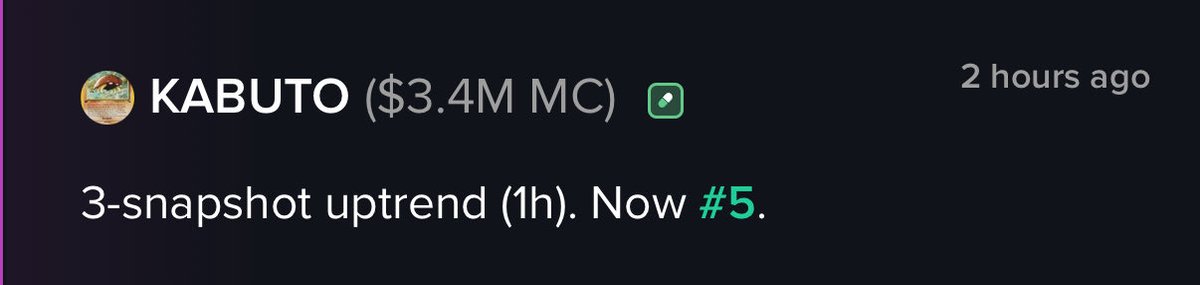 Moby Movers 仪表盘显示 KABUTO 在排行榜第5位并有三次快照上升趋势