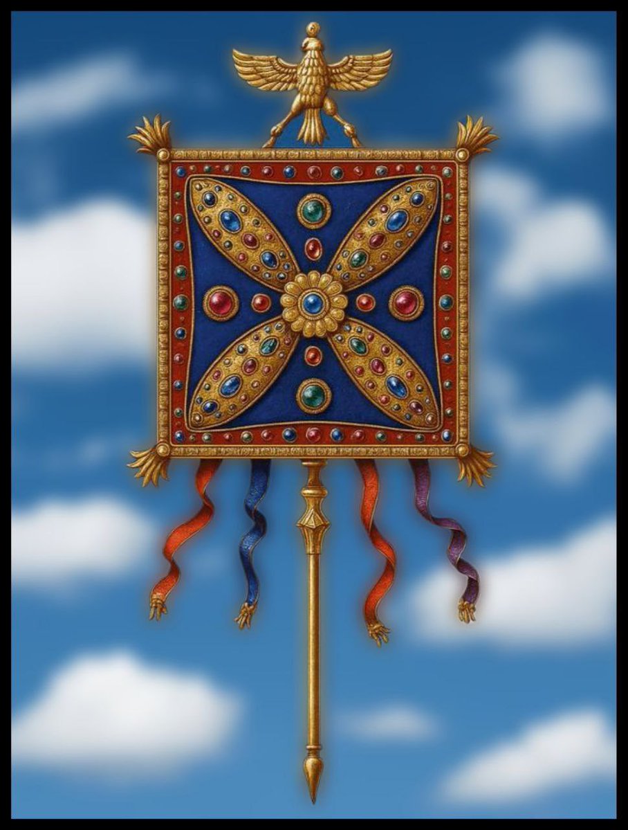 Iranians are sharing different images of this banner on social media as a sign of resistance against the terrorist Islamic Republic occupying them.

Here's a brief Iranian history 101:

The Derafsh-e Kaviani was the state banner of the Sassanian Empire (224–651 CE), the last