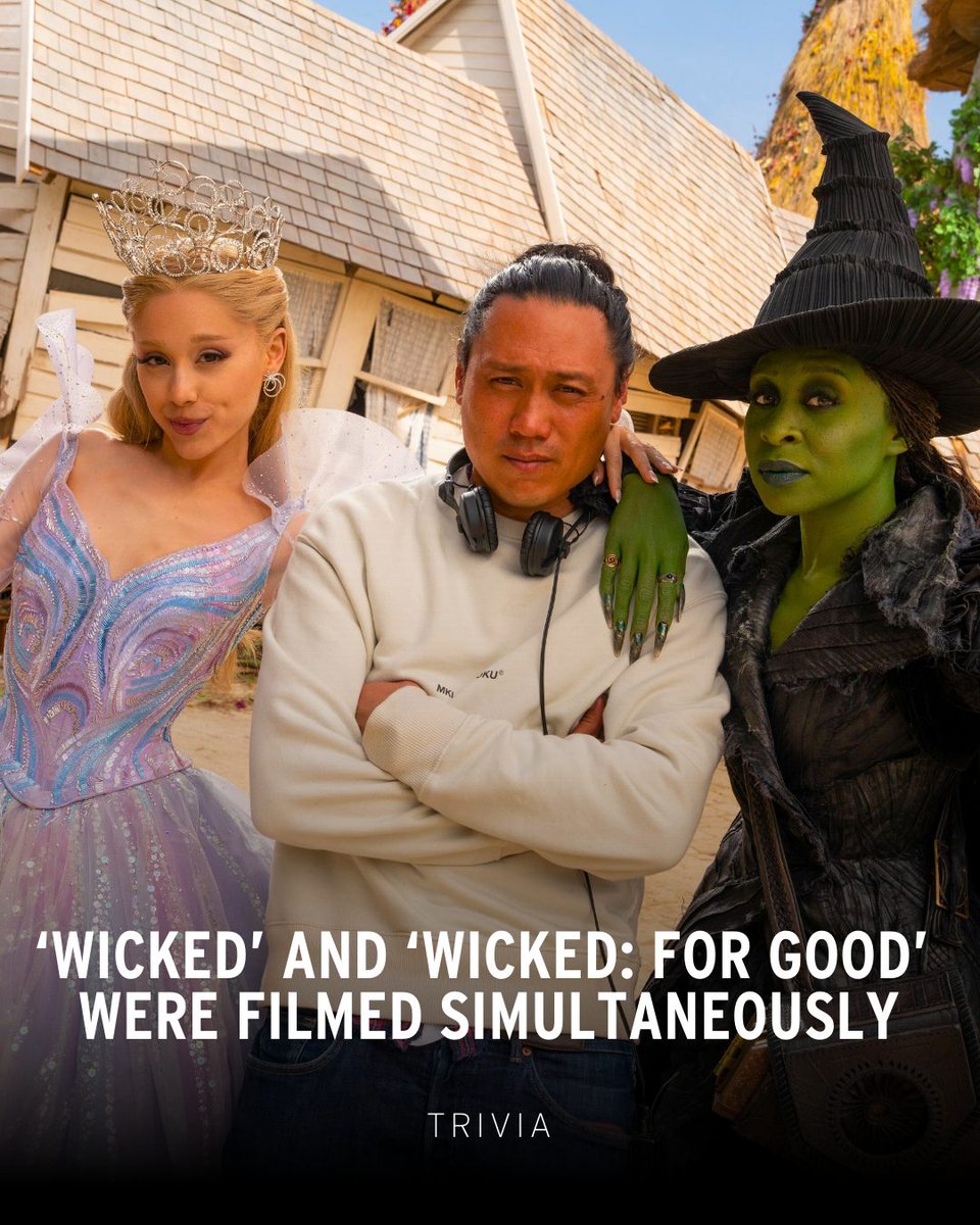 IMDb's tweet image. Did you know: 'Wicked' and 'Wicked: For Good' were filmed simultaneously, sometimes on the same day. "Popular" was the very first song that was filmed. 💚🩷