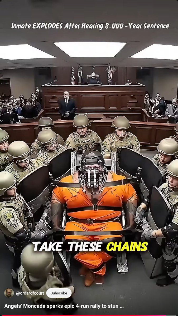 _its_not_real_'s tweet image. This is a whole genre of AI slop where they have some insane hulk looking dude who gets sentenced to a million years in prison. I have no idea who or what this is for.