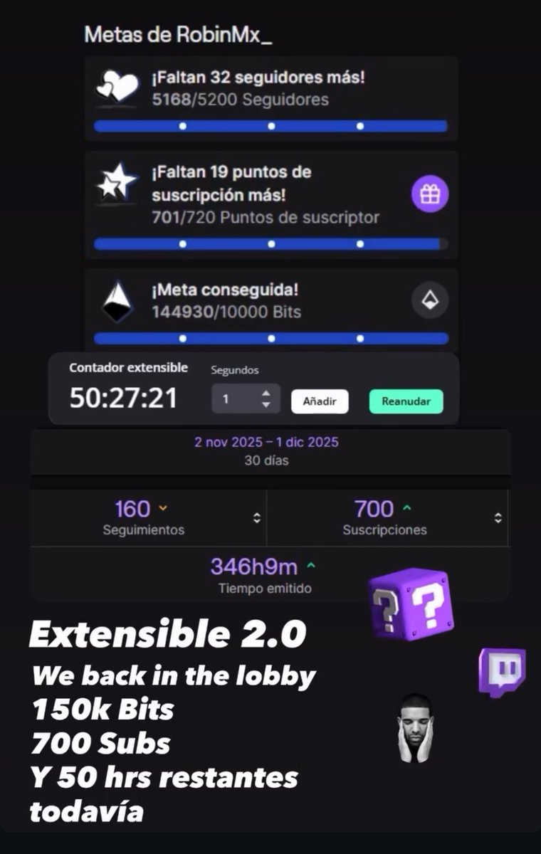 RobinMx__'s tweet image. Ayooooo!!! We are back bby
Quedan 50hrs, no se ni que parte ni que día, just grind…

🎄🎅🏿 black santa ira ven 🦌🪅
-
-
-
twitch.tv/robinmx_
#extensible #bo7 #grind
