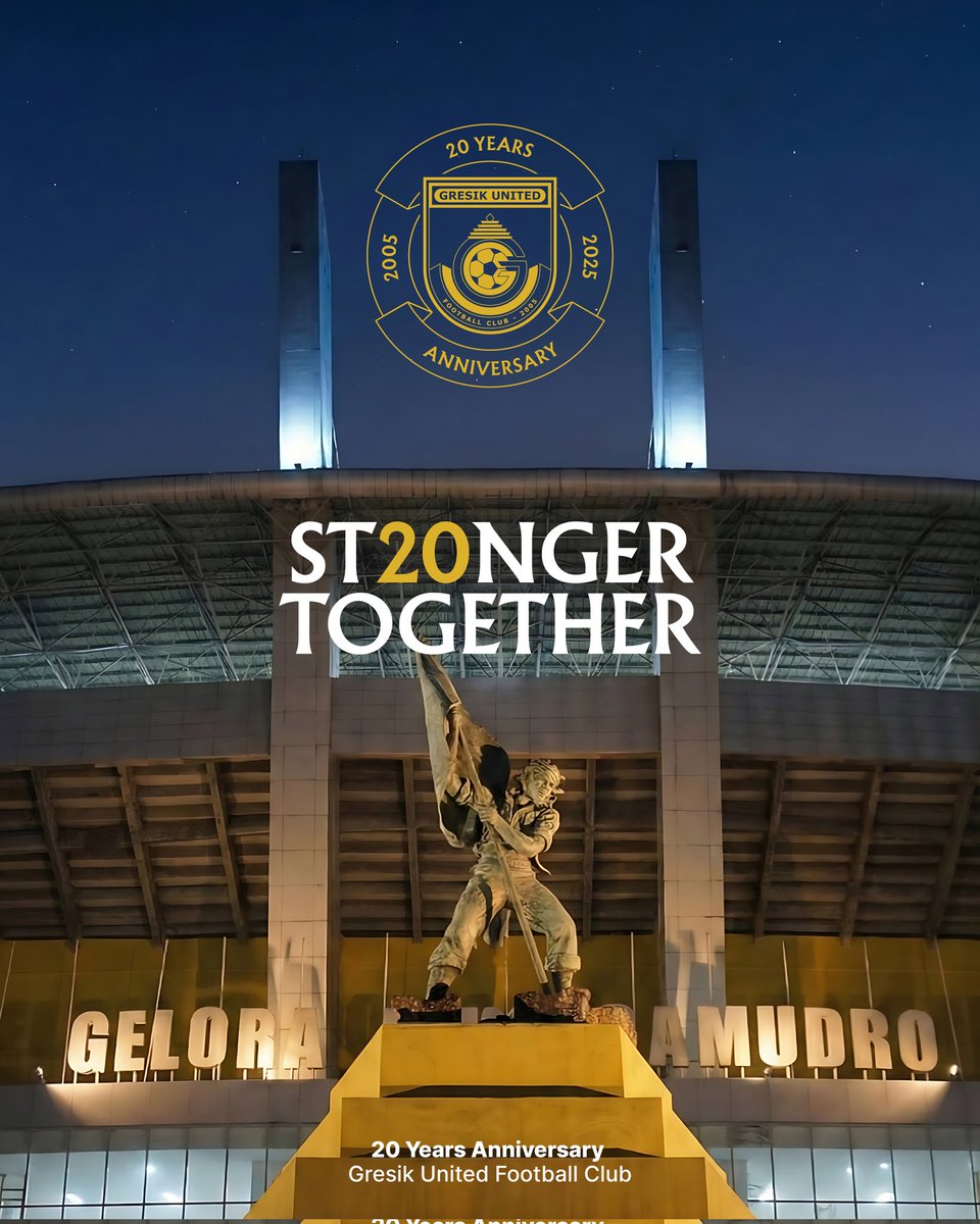 gresikutdFC's tweet image. 20 YEARS ANNIVERSARY GRESIK UNITED

Hari ini kita merayakan 20 tahun berdirinya kebanggaan. Teruslah melangkah, teruslah menguat. Jiwa setia ini takkan pernah mati, Gresik United kan Abadi...

#GresikUnited #LaskarJokoSamudro #ST20NGERTOGETHER #20YearsAnniversary