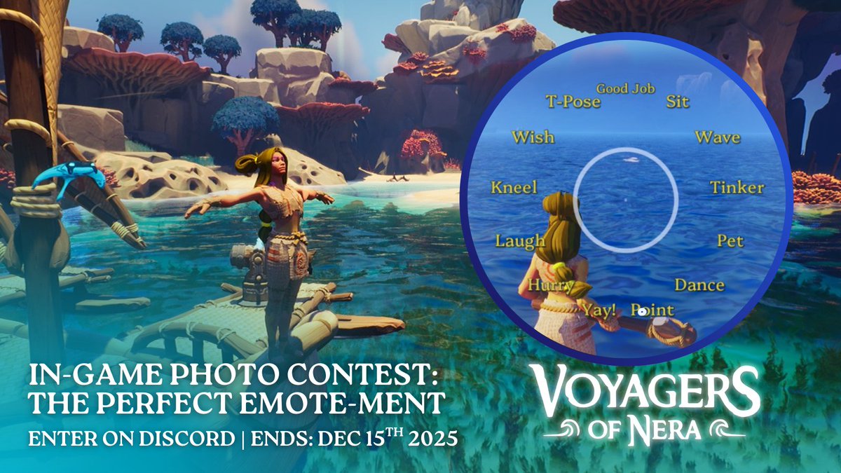 VoyagersofNera's tweet image. 📸Capture the perfect emote-MENT! We're kicking off December with a contest to show off your fav emotes in Voyagers of Nera. 

🎁3 winners voted by the community will win a Founder's Pack!

Showcase it on our Discord or socials with #VoyagersOfNeraContest!