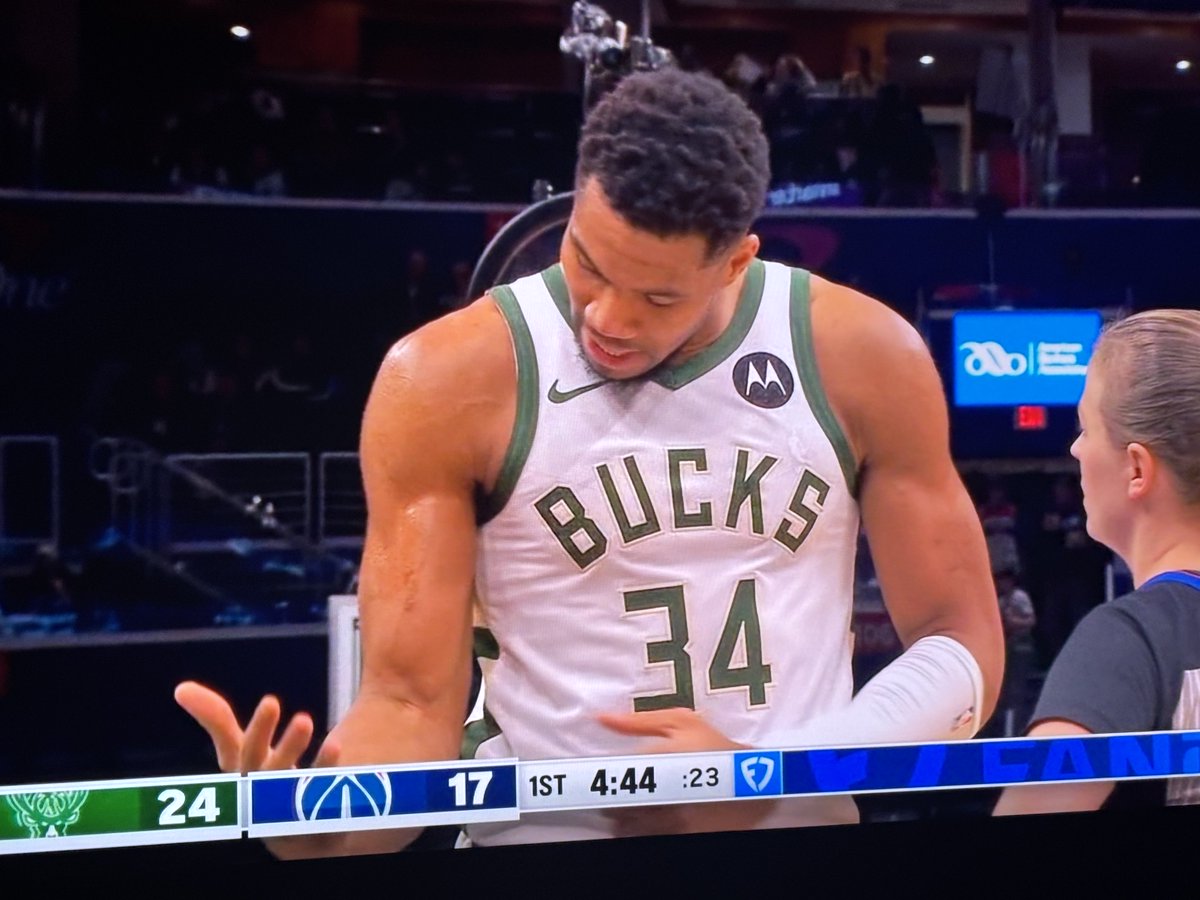 Giannis literally begging the refs to call a whistle and shows them the scratches on his arm