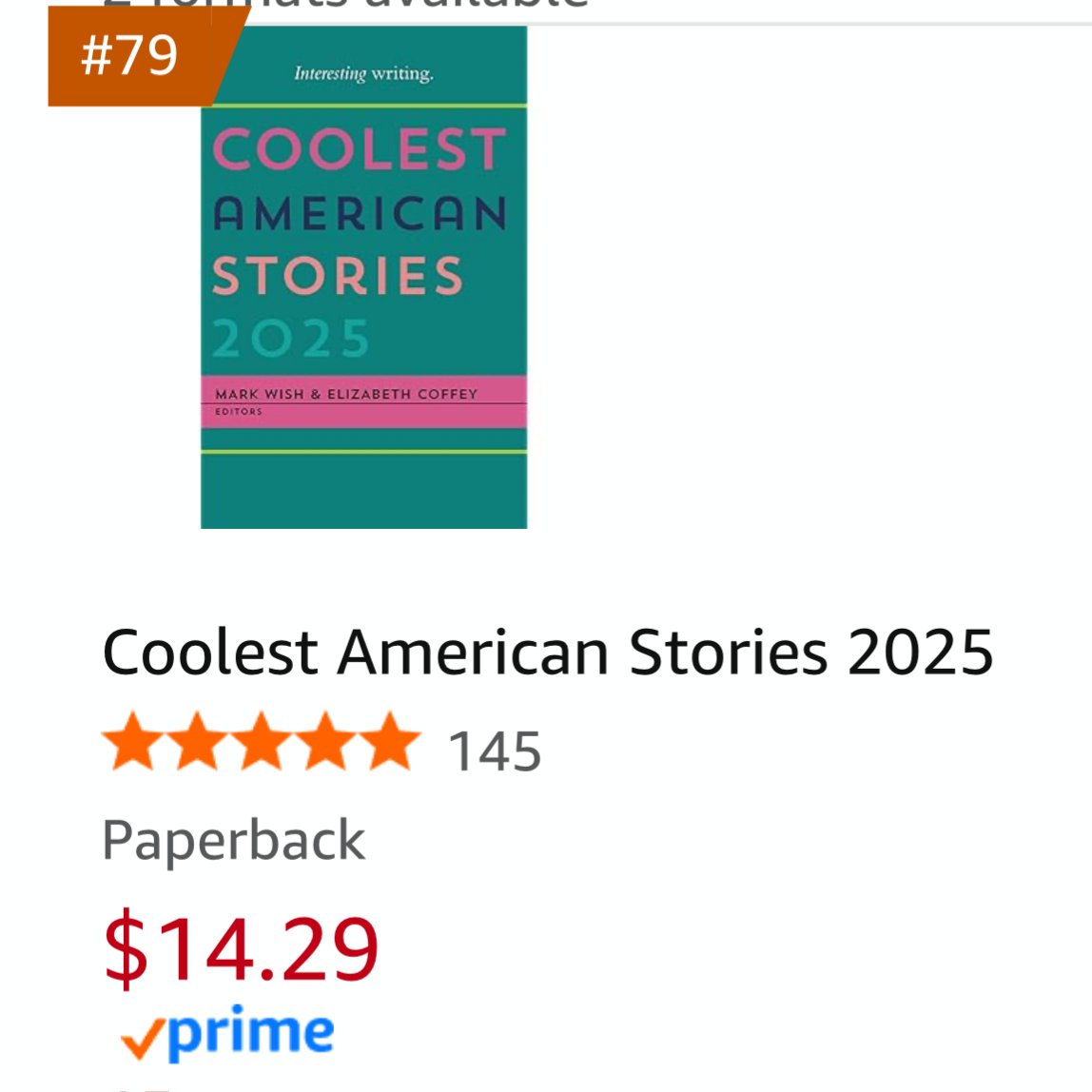 COOLEST 2025 surges to #79 in American Fiction Anthologies!

Thx, #readers, for putting it there!

To #order this #bestselling #book of #shortstories in #Paperback for only $14.29 (or even less in #Kindle) before #CyberMondayDeals end:

amzn.to/4958AFN

Thx! #books #gifts