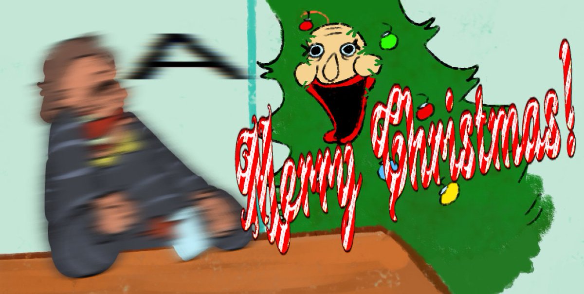 SquibbleDawg's tweet image. hi sorry for not posting in forever but i&apos;ve had artblock from hell and im also busy with another thing but my follower count is currently dropping like flies so uh imma feed yall now

i think baldi likes christmas just a guess

#BaldisBasics #bbieal