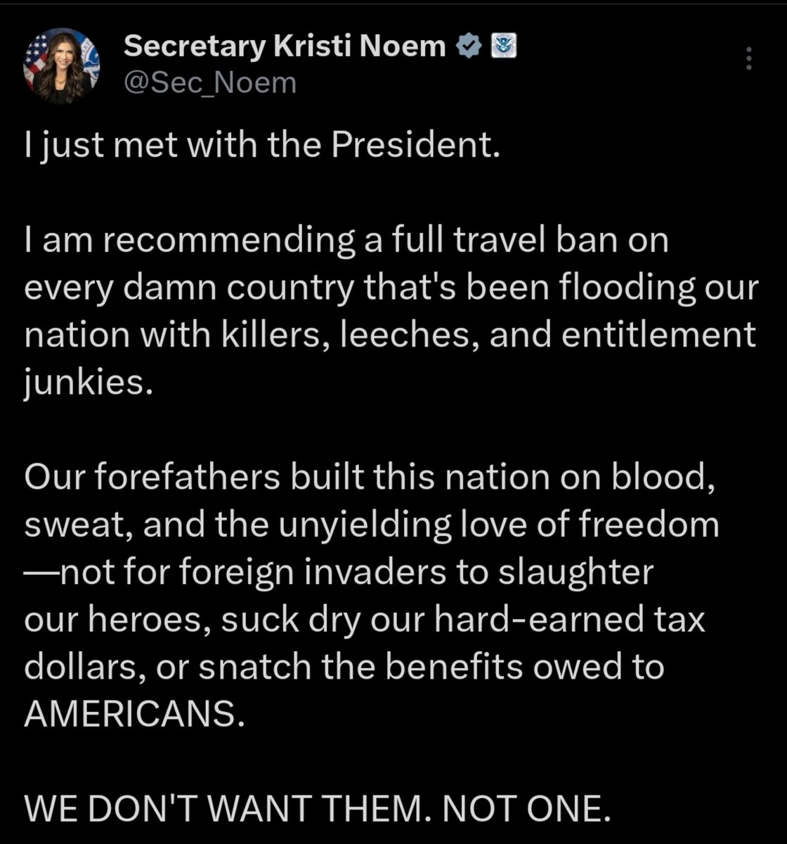 Sassafrass_84's tweet image. Hell yes, Secretary of Homeland Security Kristi Noem...

Mic drop.🔥🔥

Not one more. Deport them all.