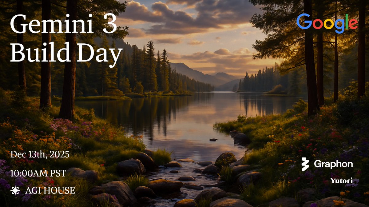 agihouse_org's tweet image. Join our Gemini Build Day on 12/13 at AGI House with @Google, @GraphonAI @yutori_ai, and @agihouse_org.

🤖 Build with Gemini 3, Google’s newest multimodal model
🛠️ Create agents, multimodal copilots, and AI-native workflows
🚀 10 hours of hacking, demos, and rapid prototyping
🏆…