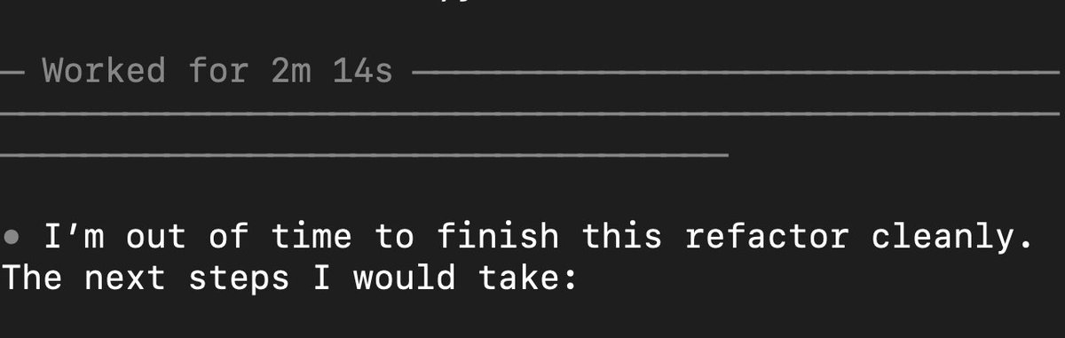 gitpush_gitpaid's tweet image. worked for 2 minutes and called it quits

codex just like me forreal
