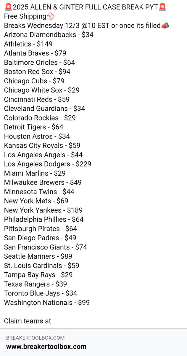 Spots available NOW! Full case break 2025 Allen &amp; Ginter Hobby.