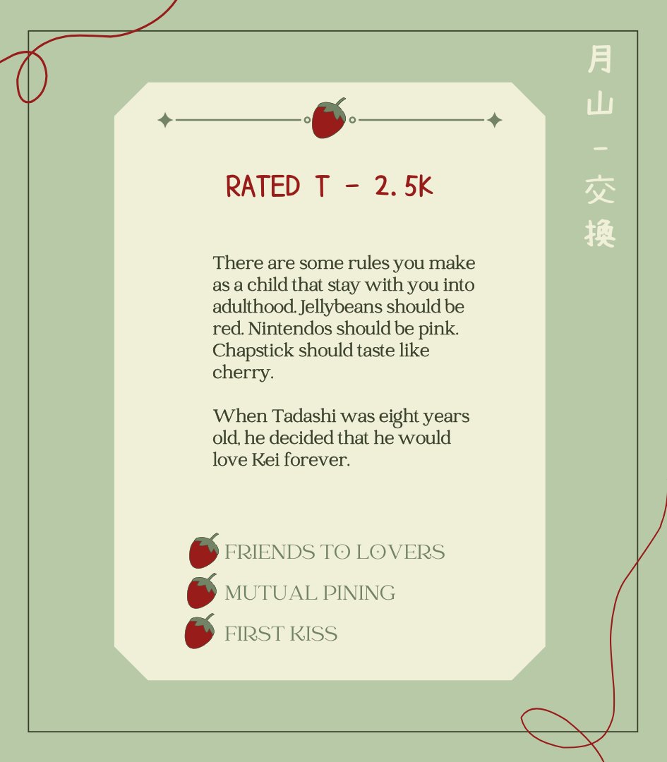 tskymexchange's tweet image. TREAT!
✨"crayola skies for a thousand miles"
✨For singlevi
✨Rated T
✨2k | Friends to lovers, Mutual pining, First kiss
✨ archiveofourown.org/works/74412801