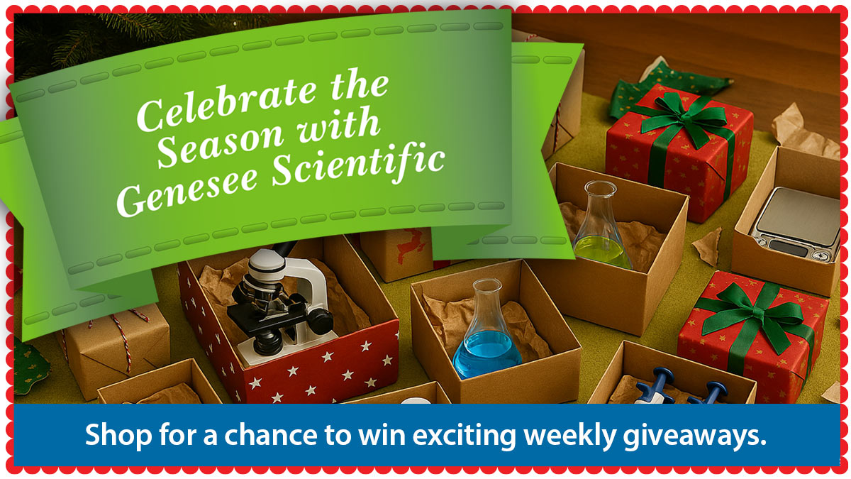 Genesee Scientific is celebrating YOU. 🎁✨

Add promo code CELEBRATE + place a $400+ order to enter our weekly prize drawing. Winners announced each Monday!

This Week’s Prize (Dec 1–5): AirPods Pro 3

Place your order for a chance to win!

bit.ly/4p5FHAF