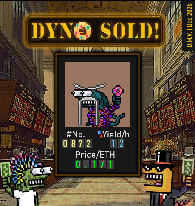 DynoMV's tweet image. This awesome Dyno just found a new home! 📈

A great comment of the buyer, @Catan_Settler :

&quot;I was alerted by DMV that this Dyno was on the market, I just had to add it to my collection.  Not only does it produce 12 water per hour, the “raver sweater” and “master beard” are two…