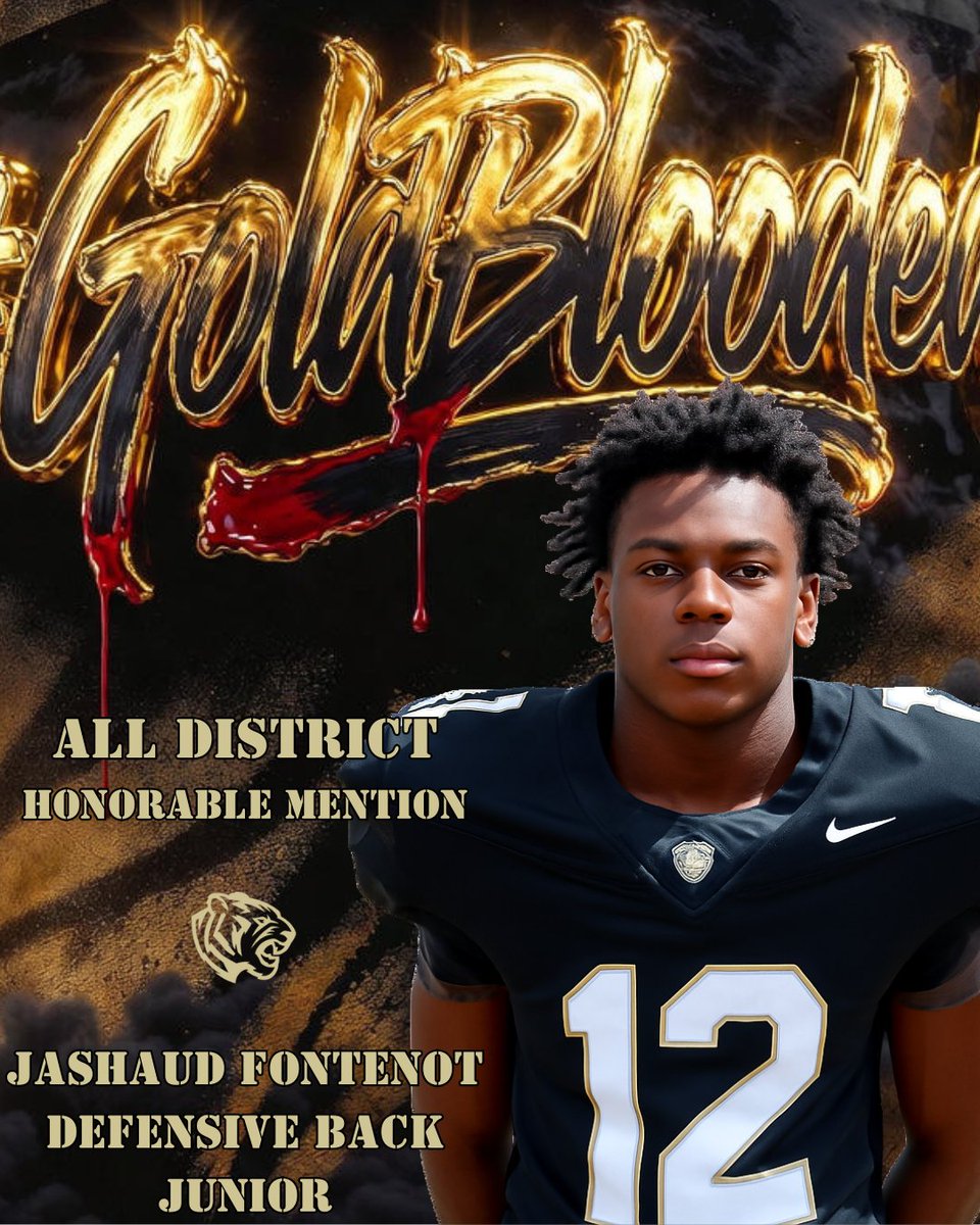 Congratulations to Jashaud Fontenot on being named 16-6A Honorable Mention.  

#GoldBlooded

<a href="/CoachLawrenceFB/">Donald Lawrence</a> <a href="/CyParkAthletics/">Cy Park Athletics</a> <a href="/DB_CoachFish/">Coach Aaron Fisher</a>