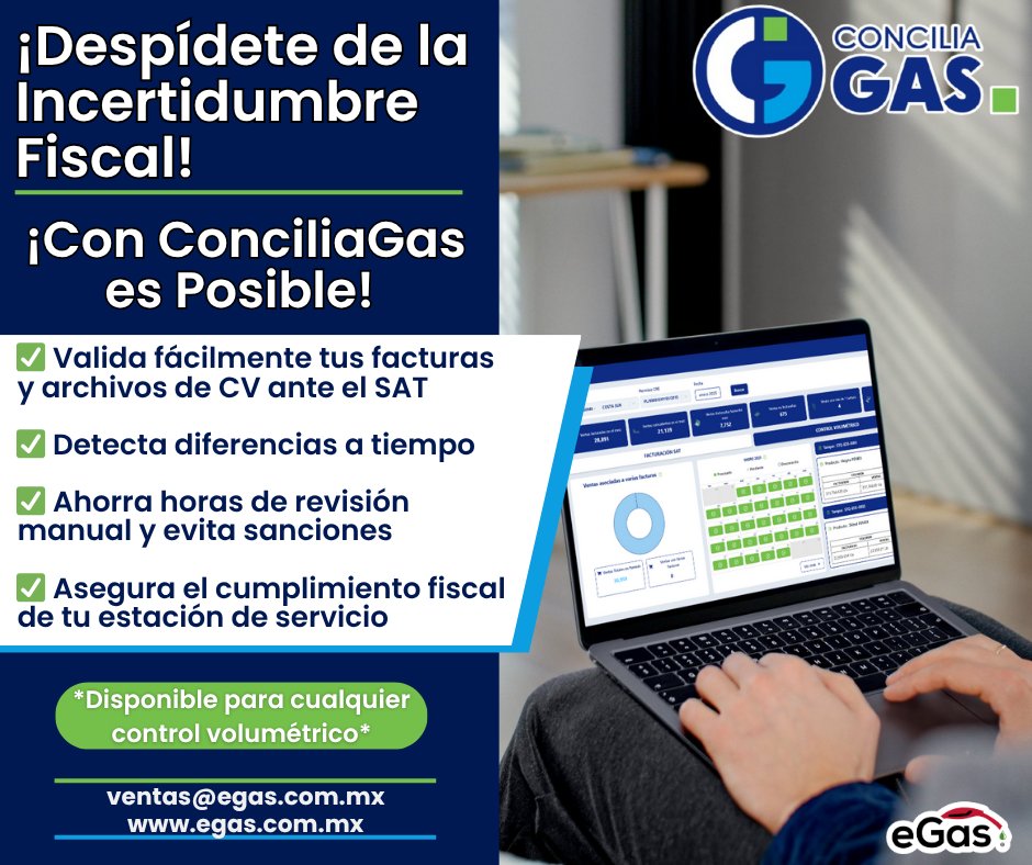 eGasControlVol's tweet image. ¡Despídete de la incertidumbre fiscal!
💡 Con ConciliaGas, ¡sí es posible!✅ Valida en segundos tus facturas y archivos de control volumétrico ante el SAT
✅ Detecta diferencias a tiempo
✅ Ahorra horas de trabajo manual
✅ Cumple al 100% con las obligaciones fiscales de tu ES⛽️