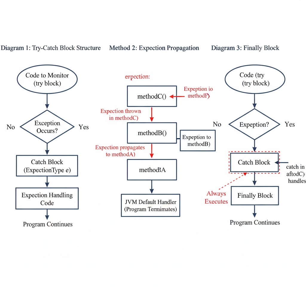 e_opore's tweet image. How Java Implements Exception Handling

When something goes wrong during program execution , like invalid input, failed I/O, or unexpected conditions , Java provides a structured way to handle those errors using exceptions.

In Java:
→ You write code that might throw an…