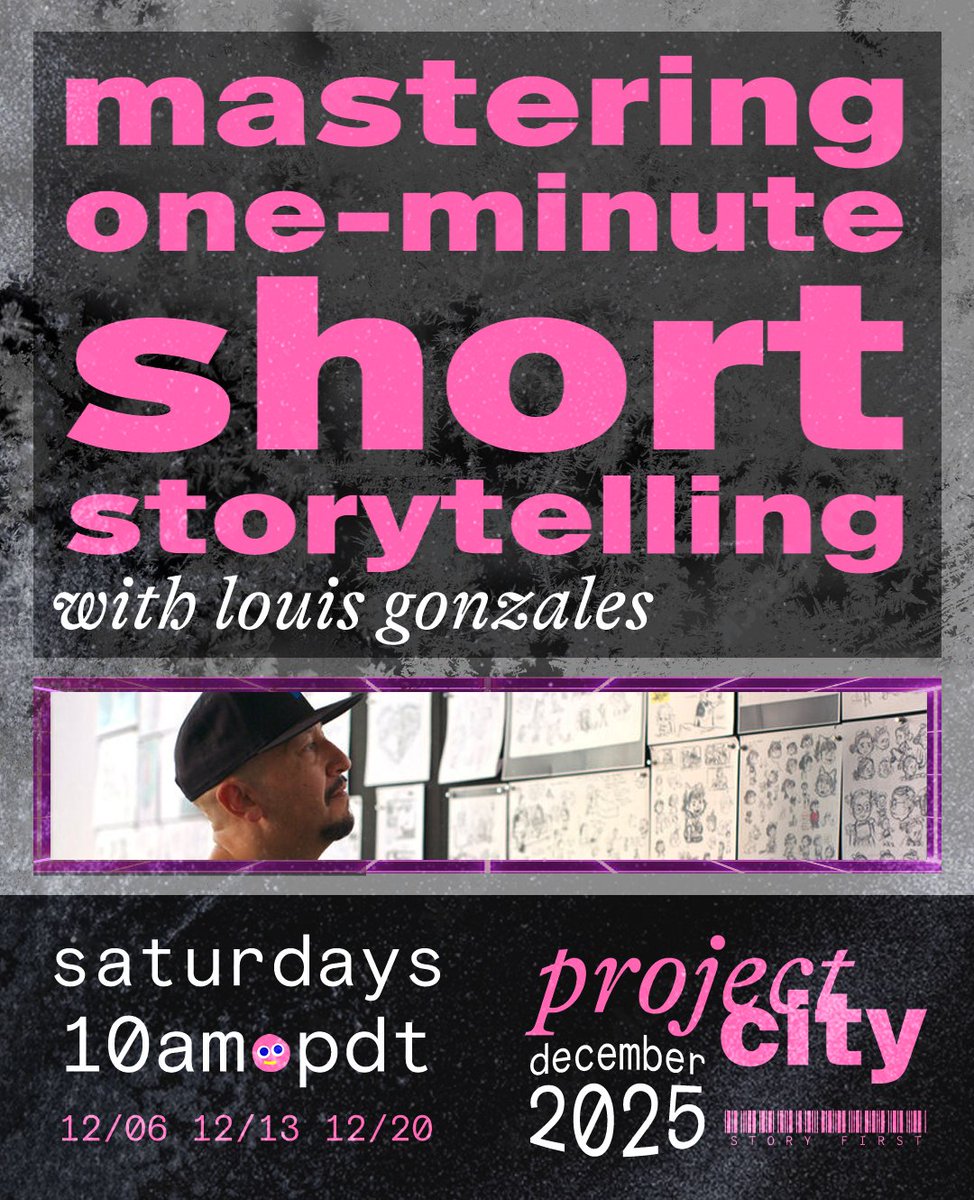Louis Gonzales teaches two classes this December:

📒 Story Social Hour - Thursdays @ 7pm PDT
📒 Mastering One-Minute Shorts - Saturdays @ 10am PDT
#ProjectCity #LouisGonzales #StoryArtists