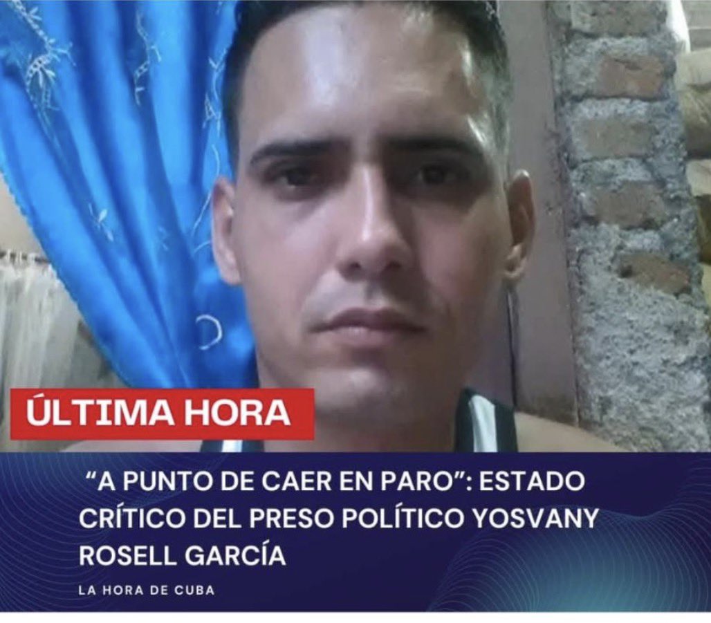 ngotranslations's tweet image. #Cuba #URGENT ON THE VERGE OF CARDIAC ARREST: Cuban political prisoner Yosvany Rosell García is in critical conditionafter 40 days on hunger strike, handcuffed to a hospital bed in Holguín.
His wife pleads: “Do not let him die.”
Political imprisonment in Cuba remains the…