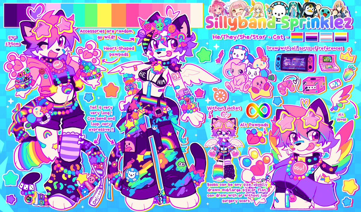 New ref sheet for my fursona Sillyband "Silly" Sprinklez !