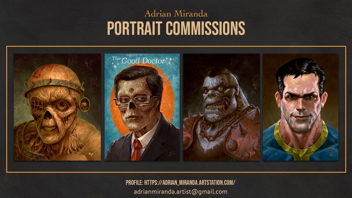 adrianm05917897's tweet photo. β¨ Commission Portraits Open! β¨
High-quality character portraits for OCs, TTRPG heroes, ghouls, scavengers, mechas, fantasy warriors and more!(open to negotiations for other commission modalities such as half body, full body and scenes)
#PortraitCommission #CharacterArtist #OCCommission