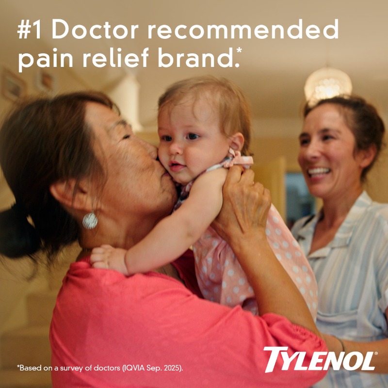 tylenol's tweet photo. With decades of credible research, Tylenol is the No. 1 Doctor Recommended Brand of Pain Reliever.